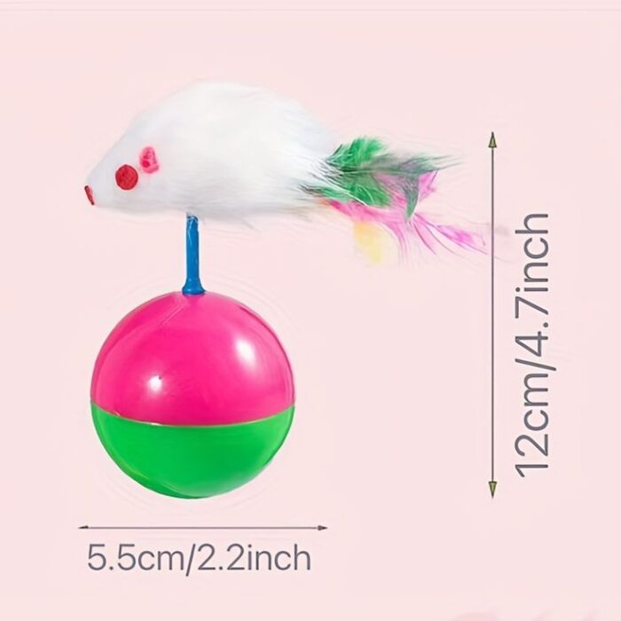 1pc colorful feather decor cat toy cat teasing tumbler toy plush cat mouse toy interactive cat play toy