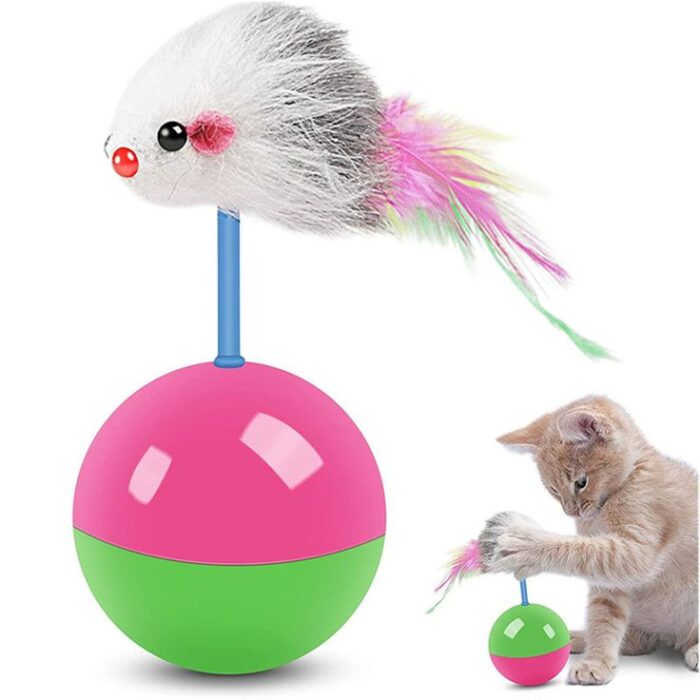 2pcs pet cat toys durable colorful feather mimi favorite fur mouse tumbler kitten cat toys play balls for catch cats supplies