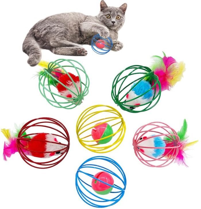 QUVOVID Cat Toys 6 Balls Metal Cage Balls with Mice and Bells Inside Best Cat Toys for Indoor Cats Increase Your Interaction with Cats and Bring Healthy Life to Cats